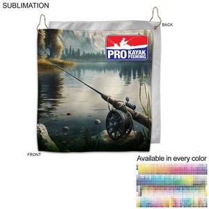 [SU208-24] Colored Microfiber Dri-Lite Terry Fishing Towel, Nofold Grommet & Hook, Sublimated (10"x10")
