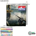 72 Hr Fast Ship-Colored Microfiber Dri-Lite Terry Fishing Towel, Grommet & Hook, Sublimated (10"x10"
