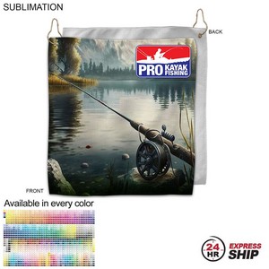 [SU208-28] 24Hr Express-Colored Microfiber Dri-Lite Terry Fishing Towel, Grommet & Hook, Sublimated (10"x10")