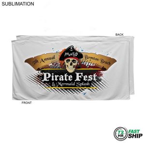 72 Hr Fast Ship -Absorbent Microfiber Dri-Lite Terry White Beach Towel, Sublimated (30"x60")