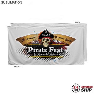 [SU210W-20] 24 Hr Express Ship - Absorbent Microfiber Dri-Lite Terry White Beach Towel, Sublimated (30"x60")