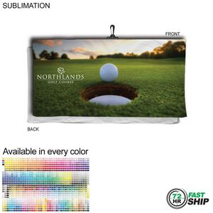 [SU210W-29] 72 Hr Fast Ship - Oversized Golf Towel in Microfiber Terry, w/Black Hook, Sublimated (30"x60")