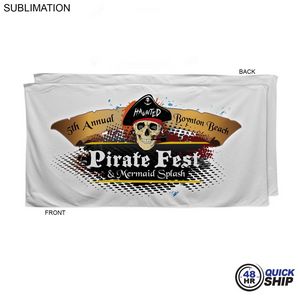48Hr Quick Ship -Absorbent Microfiber Dri-Lite Terry White Beach Towel, Sublimated (30"x60")