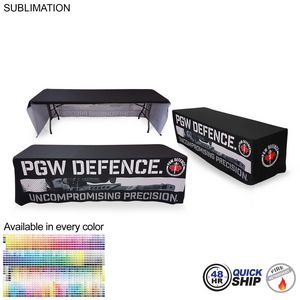 [SU500-2] 48 Hr Quick Ship - Sublimated Table Cloth for 8' Table, Drape Style, 3 sided, Open Back