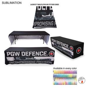 [SU500-6] 8' LazerCut 3-Sided Sublimated Tablecloth, Drape Style, Open Back