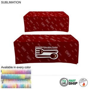 72 Hr Fast Ship - Sublimated Box Style Fitted Tablecloth for 6' Table, 4 Sided, Closed Back