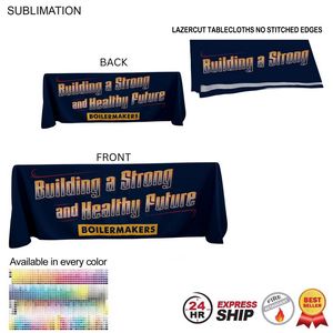 [SU511-7] 24Hr Express Ship - 6' LazerCut 4-Sided Sublimated Tablecloth, Drape Style, Closed Back