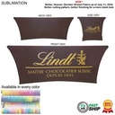 72 Hr Fast Ship - Sublimated Stretch Curved Fit Table Throw for 6' table, 4 sided, Closed Back