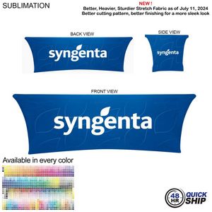 [SU545-3] 48 Hr Quick Ship - Sublimated Stretch Curved Fit Table Throw for 8' table, 4 sided, Closed back