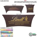 72 Hr Fast Ship - Sublimated Stretch Curved Fit Table Throw For 6' table, 3 Sided, Open Back