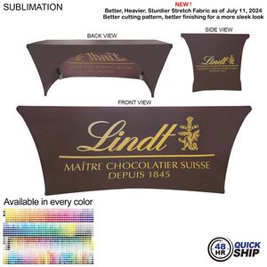 [SU577-3] 48 Hr Quick Ship - Sublimated Stretch Curved Fit Table Throw for 6' table, 3 Sided, Open Back