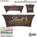 48 Hr Quick Ship - Sublimated Stretch Curved Fit Table Throw for 6' table, 3 Sided, Open Back