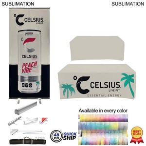 [SU583-11] 48Hr Quick Ship - Outdoor Event Package, Outdoor Pullup Banner + BoxFit Tablecloth