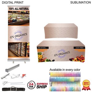 [SU583-4] 24Hr Express Ship-Most Popular Trade Show Package, Premium Retractable Banner+ Sublimated Tablecloth