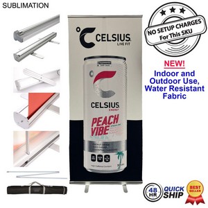 [SU583-7] 48Hr Quick Ship-Sublimated Heavy Fabric Premium Retractable Pull Up Banner, Stand and Bag (33.5"x79"