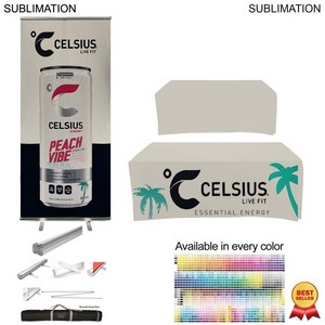 Outdoor Event Package, Outdoor Pull up Banner + Box Fit Tablecloth for 6' Table