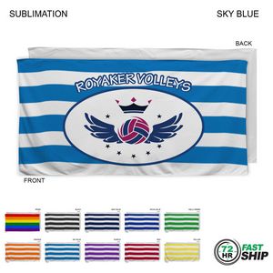 [SU586-32] 72 Hr Fast Ship - Cabana Stripe Sublimated Plush and Soft Velour Terry Beach Towel (30"x60")