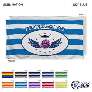 48 Hr Quick Ship - Cabana Stripe Sublimated Plush and Soft Velour Terry Beach Towel (30"x60")