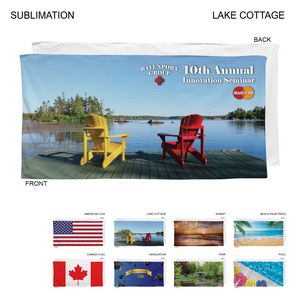 [SU586-6] Stock Design By The Lake Sublimated Plush and Soft Velour Terry Beach Towel, (30"x60")