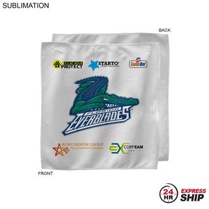 [SU609-19] 24 Hr Express - White Microfiber Dri-Lite Terry Sponsorship Rally Towel, Sublimated (15"x15")