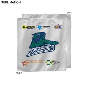 [SU609-2] White Microfiber Dri-Lite Terry Sponsorship Rally Towel, Sublimated Full Color Logo (15"x15")