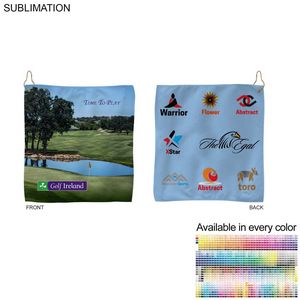 [SU609-23] Microfiber Dri-Lite Terry Golf Towel, Nofold Grommet & Hook, Sublimated 2 Sides (12"x18")
