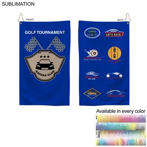 [SU614-10] Colored Microfiber Dri-Lite Terry Golf Towel, Nofold Grommet & Hook, Sublimated 2 Side (15"x25")