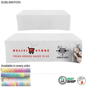 72 Hr Fast Ship - Sublimated Box Style Fitted Tablecloth for 8' Table, 4 Sided, Closed Back