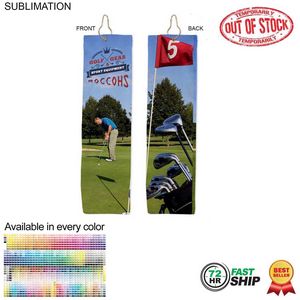72 Hr Fast Ship - Plush Velour Terry Cotton blend Golf Towel, Trifold (5"x18")