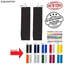 Colored Velour Terry Cotton Blend Golf Towel, Trifold Grommet and Hook, Finished Size (5"x18")