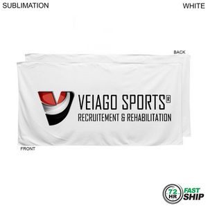 [SU631-13] 72 Hr Fast Ship - Plush and Soft White Velour Terry Cotton Blend Shower Towel, Sublimated (24"x48")