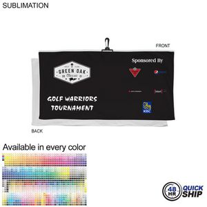 48 Hr Quick Ship - Oversized Golf Towel in Soft Velour Terry w/Black Hook, Sublimated (24"x48")