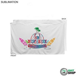 72 Hr Fast Ship - Plush and Soft Velour Terry Cotton Blend White Beach Towel, Sublimated (35"x60")