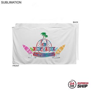 [SU642-8] 24 Hr Express Ship - Plush and Soft Velour Terry Cotton Blend White Beach Towel, Sublimated (35"x60"