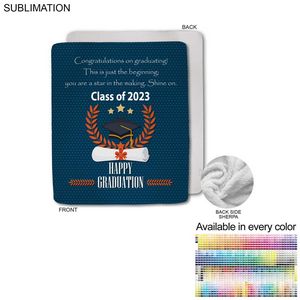 [SU646-6] Graduation Blanket in Plush Sherpa Faux Wool Lined Micro Mink, Couch Size, Sublimated (50"x60")