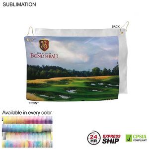[SU647-17] 24 Hr Express Ship - Microfiber Suede Shammy Golf Towel, Nofold Grommet and Hook (12"x18")