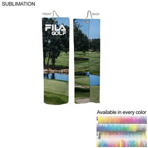 Microfiber Suede Shammy Golf Towel, Trifold Grommet & Hook, Sublimated (12"x18")