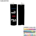 Colored Microfiber Suede Shammy Golf Towel, Trifold Grommet & Hook, Sublimated (5"x18")