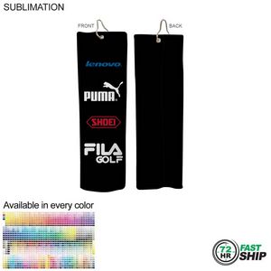 [SU647-24] 72 Hr Fast Ship - Colored Microfiber Suede Shammy Golf Towel, Finish size 5x18, Trifold, Sublimated