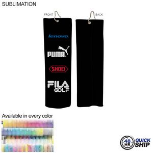 [SU647-25] 48Hr Quick Ship - Colored Microfiber Suede Shammy Golf Towel, Finish size 5x18, Trifold, Sublimated