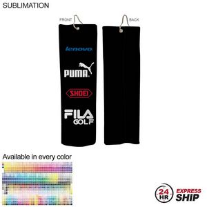 [SU647-26] 24Hr Express Ship- Colored Microfiber Suede Shammy Golf Towel, Finish size 5x18, Trifold, Sublimated