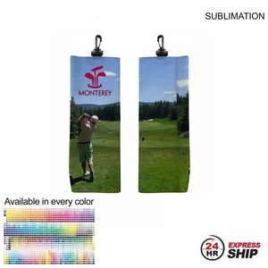 [SU648-18] 24 Hr Express Ship - Microfiber Suede Shammy Golf Towel, Trifold, Sublimated (6"x15")