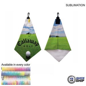 [SU648-20] 48Hr Quick Ship - Microfiber Suede Shammy Golf Towel, Triangle Shape, Sublimated (11"x17")