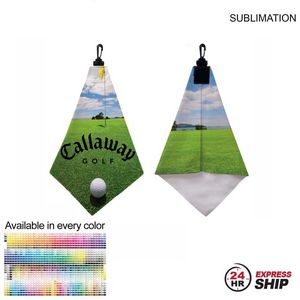 [SU648-21] 24 Hr Express Ship - Microfiber Suede Shammy Golf Towel, Triangle Shape, Sublimated (11"x17")