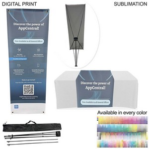 [SU651] Tradeshow Package, Banner w/X-Stand + Sublimated Tablerunner, Easy to setup