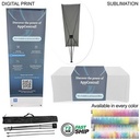 72 Hr Fast Ship - Tradeshow Package, Tripod Banner with Graphics + Sublimated Tablerunner