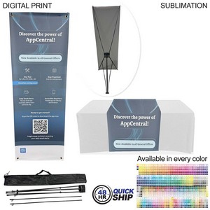 [SU651-3] 48Hr Quick Ship - Tradeshow Package, Tripod Banner w/Graphics + Sublimated Tablerunner