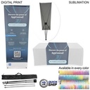 48Hr Quick Ship - Tradeshow Package, Tripod Banner w/Graphics + Sublimated Tablerunner