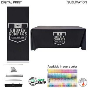 72Hr Fast Ship- Deluxe Trade Show Package, Deluxe Retractable Banner + Premium Sublimated Tablecloth