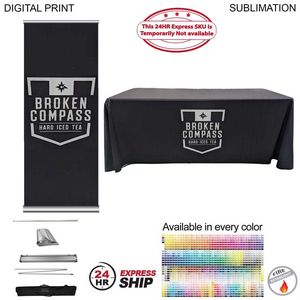[SU652-4] 24Hr Express Ship Deluxe Trade Show Package, Deluxe Retractable Banner+Premium Sublimated tablecloth